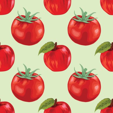 kırmızı domates ve meyvesiz desen tasarımı