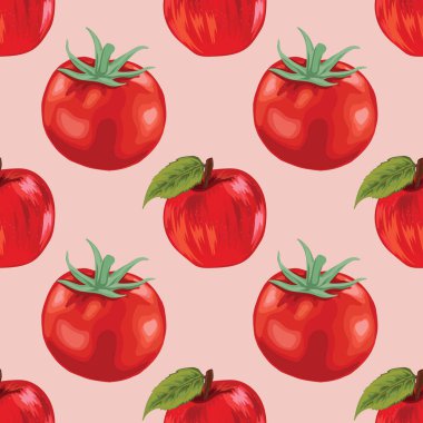 kırmızı domates ve meyvesiz desen tasarımı