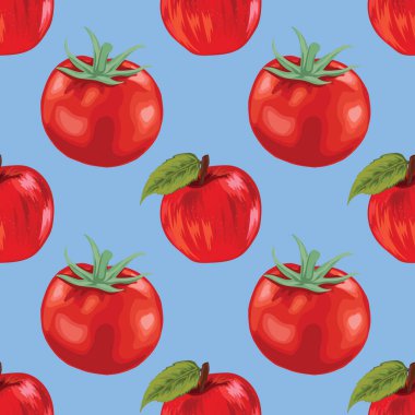 kırmızı domates ve meyvesiz desen tasarımı