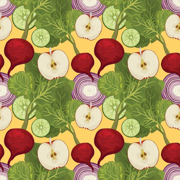 可愛い野菜のシームレスなパターンデザイン — ストックベクタ