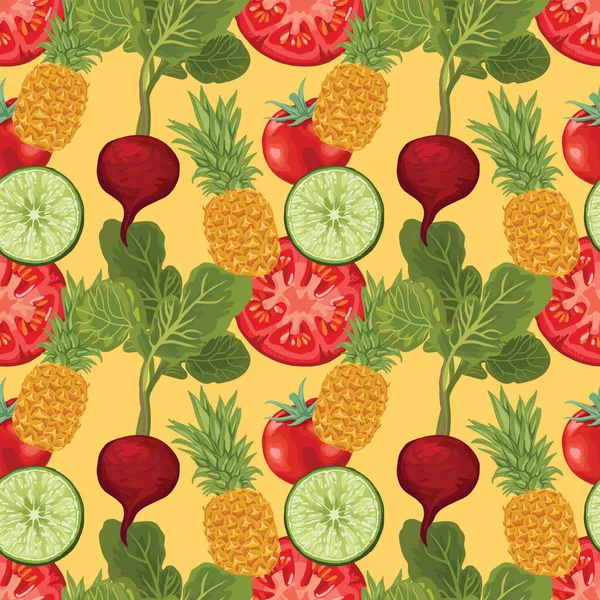 Cute Vegetable Seamless Pattern Design Fabric — Stock Vector