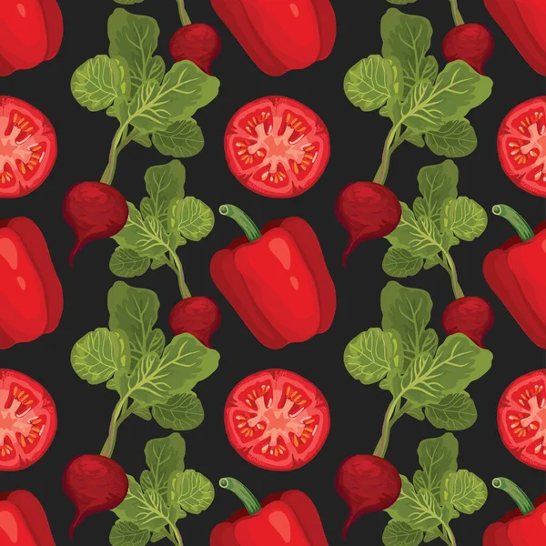 Милый Овощной Дизайн Бесшовный Шаблон Ткани — стоковый вектор