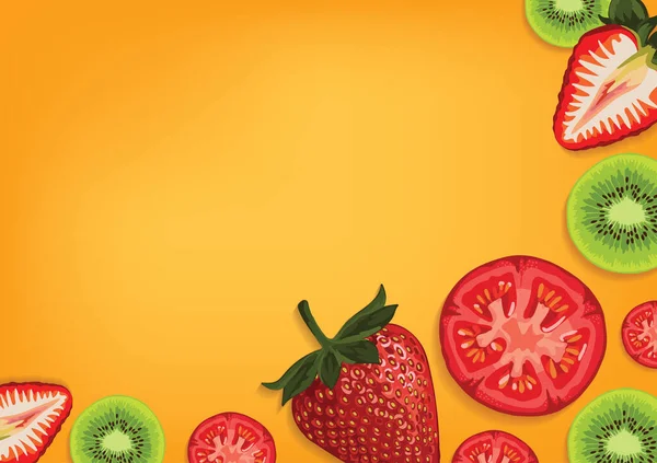 用于墙纸的新鲜水果和蔬菜背景载体 — 图库矢量图片