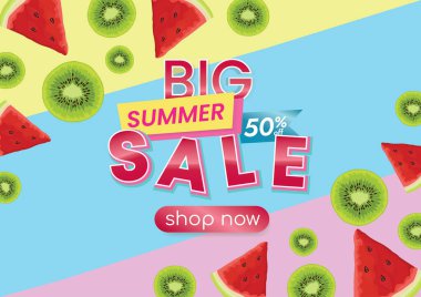 yaz indirimi reklam afişi arka plan tasarımı renkli meyveler