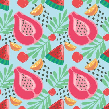 Şirin el, meyvesiz desenli renkli meyveler çizer.