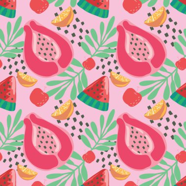 Şirin el, meyvesiz desenli renkli meyveler çizer.