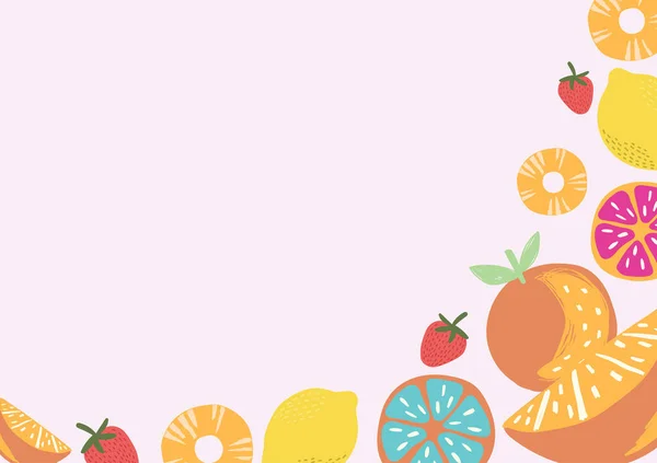 新鮮な果物や野菜の背景ベクトルの壁紙 — ストックベクタ