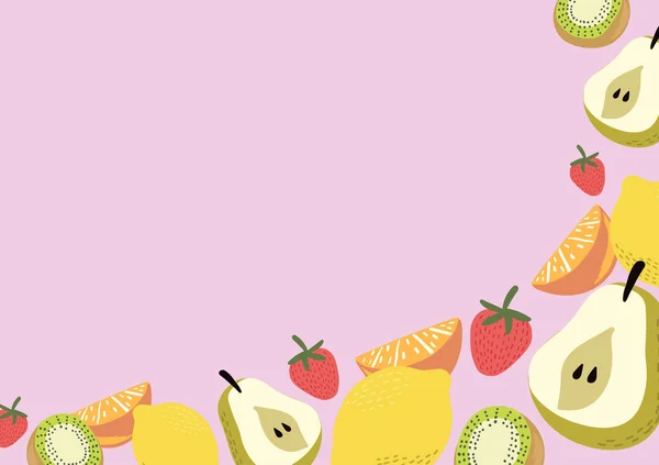新鮮な果物や野菜の背景ベクトルの壁紙 — ストックベクタ