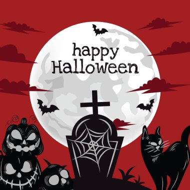 halloween items for halloween content vector design