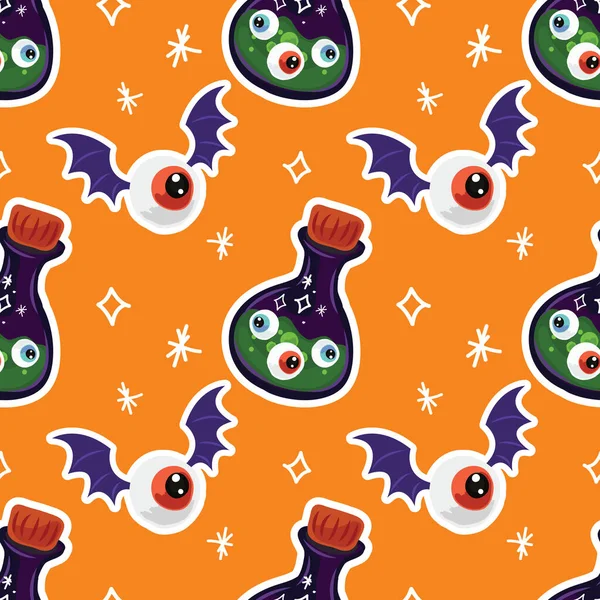 Halloween Cute Item Seamless Vector Design — Stock Vector
