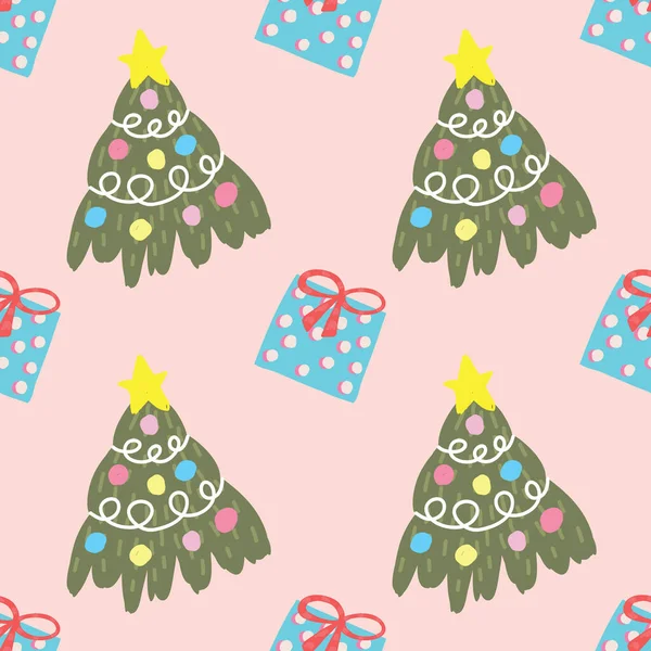 Cute Chrismas Seamless Pattern Wrapping Paper —  Vetores de Stock