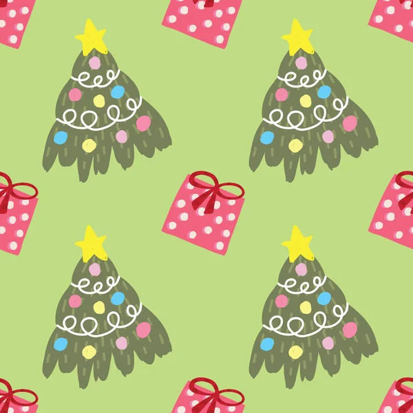 Cute Chrismas Seamless Pattern Wrapping Paper —  Vetores de Stock
