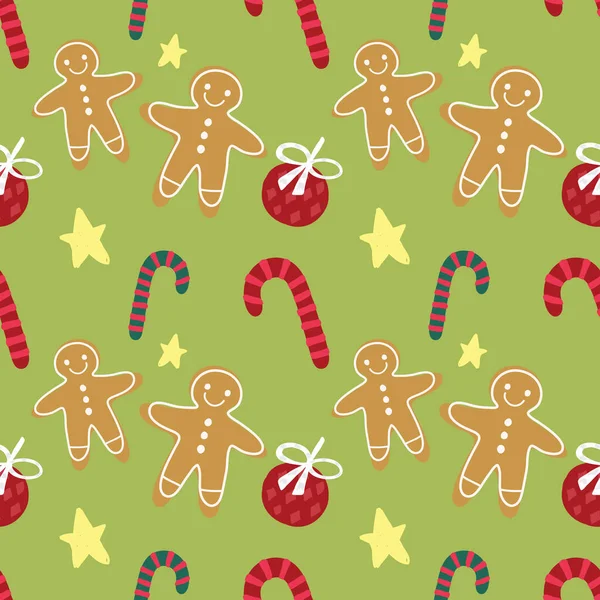 Cute Chrismas Seamless Pattern Wrapping Paper — Stock Vector