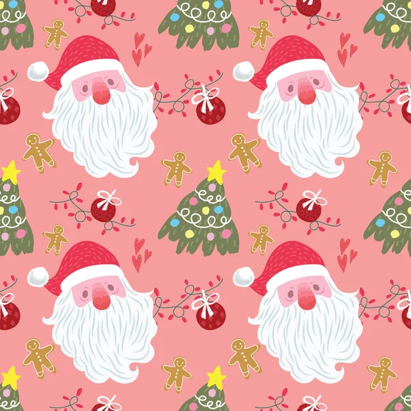 Cute Chrismas Seamless Pattern Wrapping Paper — Stock Vector