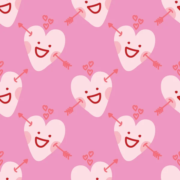 Cute Hearts Seamless Pattern Design Vector Valentine Wrapping Paper — Stock Vector