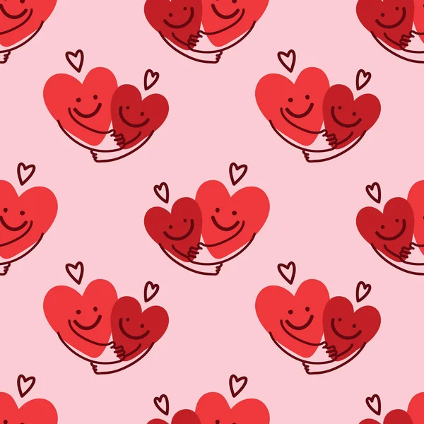 Милые Сердца Бесшовный Вектор Дизайна Шаблона Валентинки Оберточной Бумаги — стоковый вектор