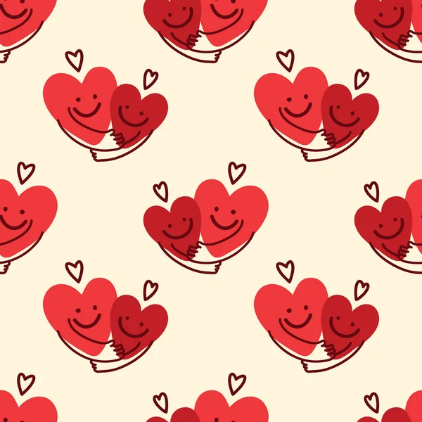 Cute Hearts Seamless Pattern Design Vector Valentine Wrapping Paper — Vetor de Stock