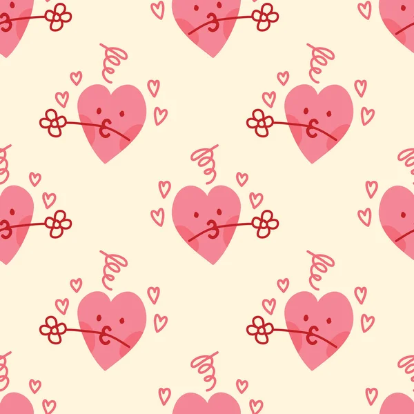 Cute Hearts Seamless Pattern Design Vector Valentine Wrapping Paper — Vetor de Stock