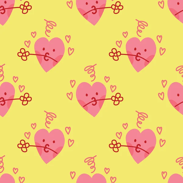 Cute Hearts Seamless Pattern Design Vector Valentine Wrapping Paper — Stockvektor