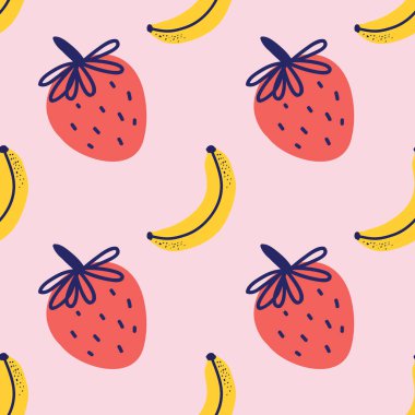 cute handraw fruits seamless pattern design vector for wrapping paper 