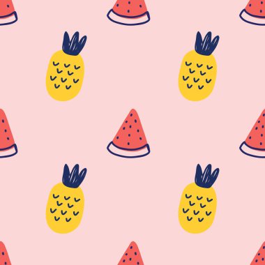 cute handraw fruits seamless pattern design vector for wrapping paper 