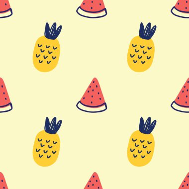 cute handraw fruits seamless pattern design vector for wrapping paper 