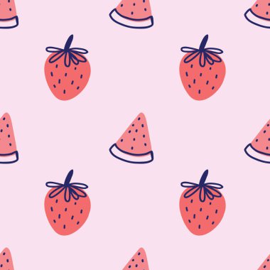 cute handraw fruits seamless pattern design vector for wrapping paper 