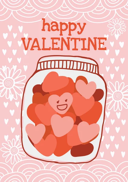 Happy Valentine Day Card Cute Design Vector — Stock Vector