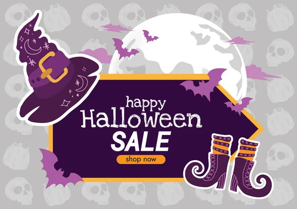 Lindo Espeluznante Halloween Etiquetas Vector Diseño — Vector de stock