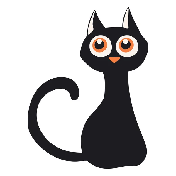 Милый Векторный Дизайн Черной Кошки Хэллоуин — стоковый вектор
