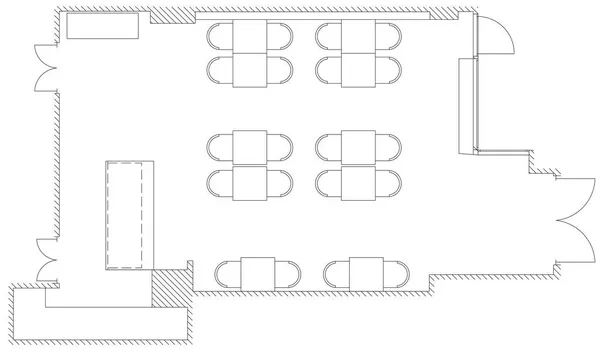 Projekt architektoniczny mała kawiarnia top view plan Vector. — Wektor stockowy