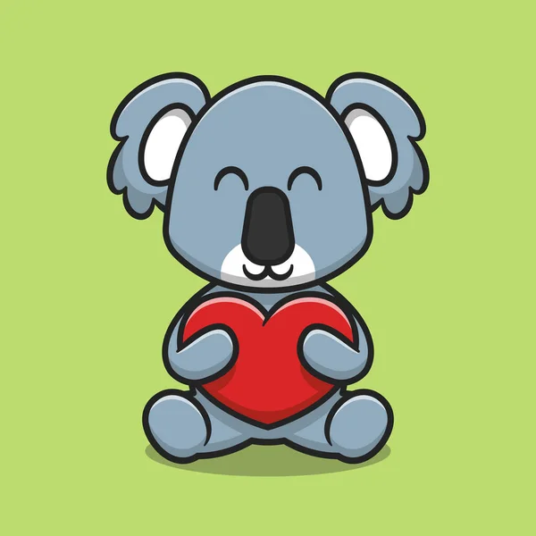 Leuke Koala Knuffelen Liefde Hart Cartoon Pictogram Illustratie Animal Nature — Stockvector