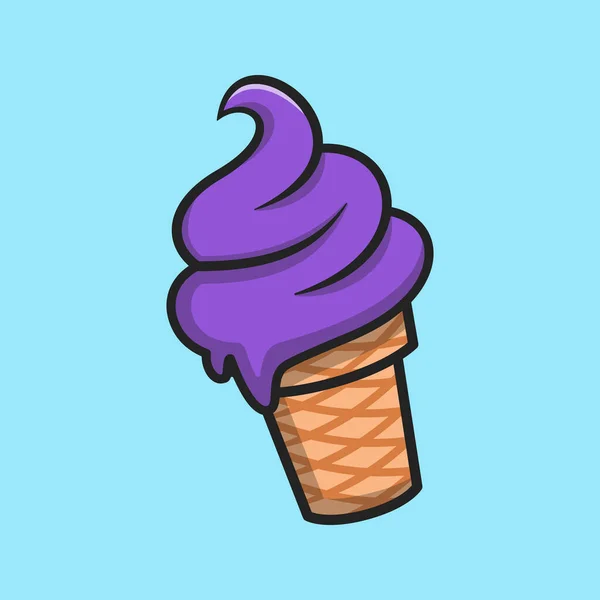 Blueberry Sorvete Cone Desenho Animado Ícone Ilustração Conceito Ícone Comida — Vetor de Stock