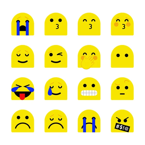 Kolekcja Mieszanych Żółtych Emoji — Wektor stockowy