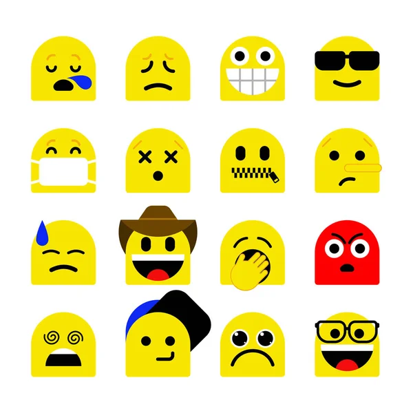 Collection Mixed Yellow Emoji — Stock Vector