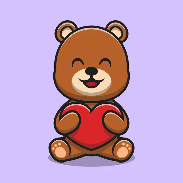 Bonito Urso Abraçando Amor Coração Desenho Animado Ícone Ilustração Conceito Vetores De Stock Royalty-Free