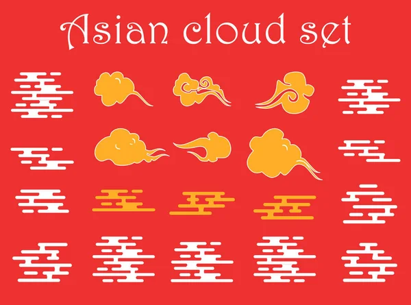 Conjunto Nuvens Asiáticas Ilustração Vetorial Coleção Nuvens Estilo Chinês Japonês —  Vetores de Stock