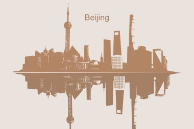 Çin manzarasının vektör çizimi. BEIJING seyahat arkaplanı.