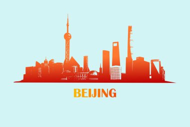 Çin manzarasının vektör çizimi. BEIJING seyahat arkaplanı.