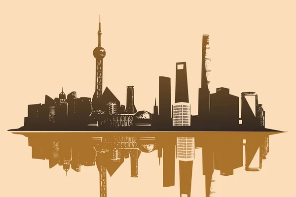 Vector Illustration China Landscape Beijing Travel Background — Stock Vector