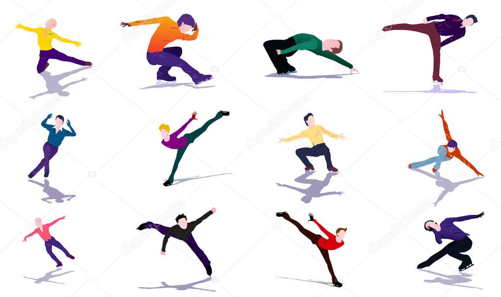 Vector illustration of single men's figure skating competitions in winter sports