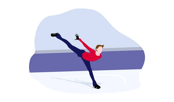 Ilustración Dibujos Animados Con Patinaje Sin Rostro Sobre Hielo Sobre — Vector de stock