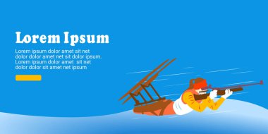 UI design illustration with a faceless disabled woman on a sled. Disabled Sports. Shooting. Biathlon