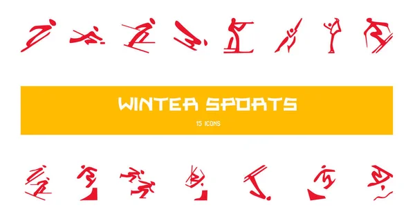 Set Von Piktogrammen Des Paralympischen Wintersports — Stockvektor