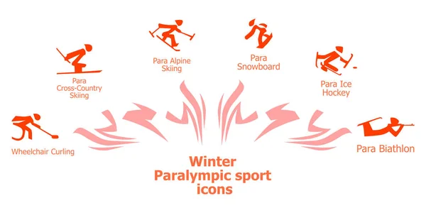 Набор Пиктограмм Зимних Паралимпийских Видов Спорта — стоковый вектор