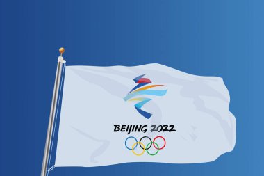 Pekin, Çin, Şubat 2022, 14. Kış Olimpiyatları bayrağı logoti, vektör, editoryal