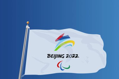 Pekin, Çin, Şubat 2022, 14. Kış Engelli Olimpiyatları bayrağı logoti, vektör, editör