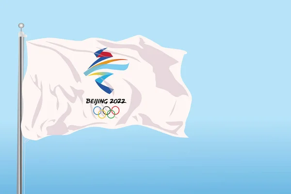 Pequim China Fevereiro 2022 Xxiv Bandeira Dos Jogos Olímpicos Inverno —  Vetores de Stock