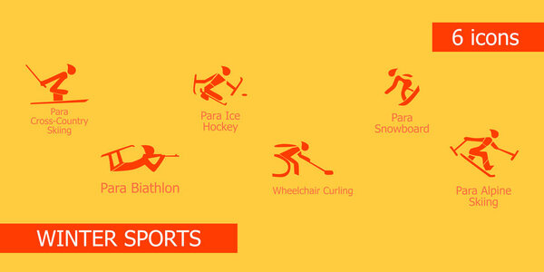 Set of pictograms of winter Paralympic sports.