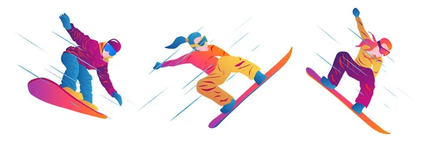 Férfi Két Sporttevékenységeket Végez Egy Snowboardon Vektor Grafikus Illusztráció — Stock Vector